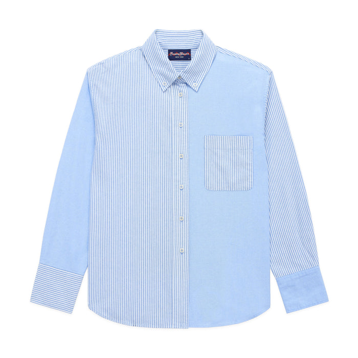 Women's Oversized Oxford Shirt Blue Mixed Stripe