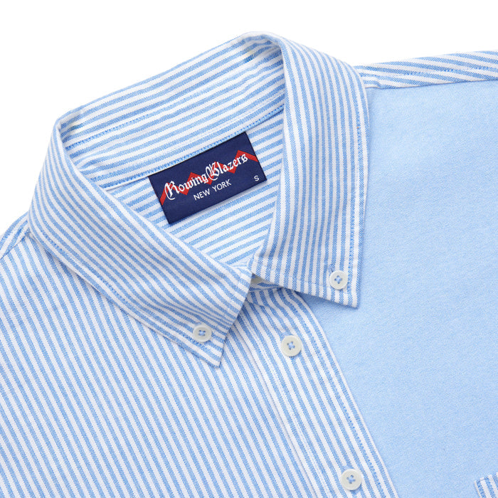 Women's Oversized Oxford Shirt Blue Mixed Stripe