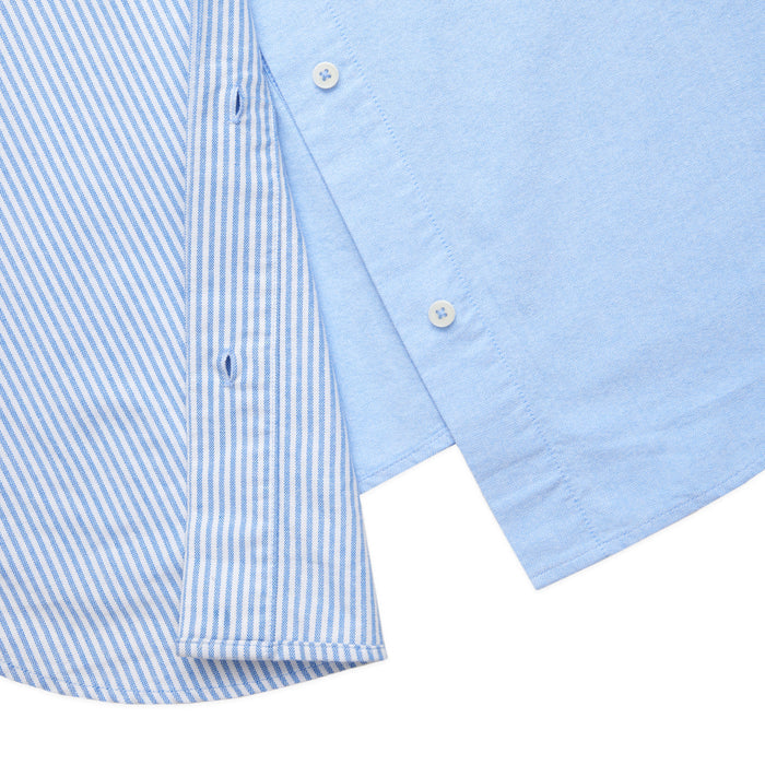 Women's Oversized Oxford Shirt Blue Mixed Stripe