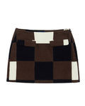 Women's Patchwork Corduroy Skirt Brown Patchwork