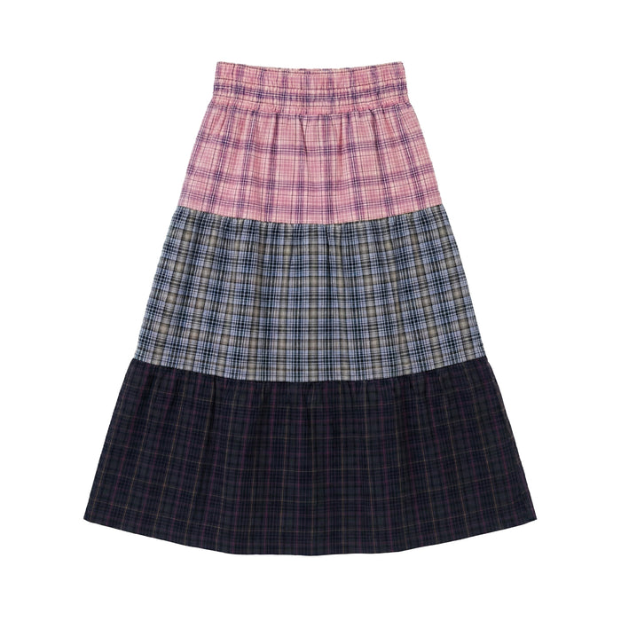 Women's Plaid Tiered Skirt Mixed Plaid