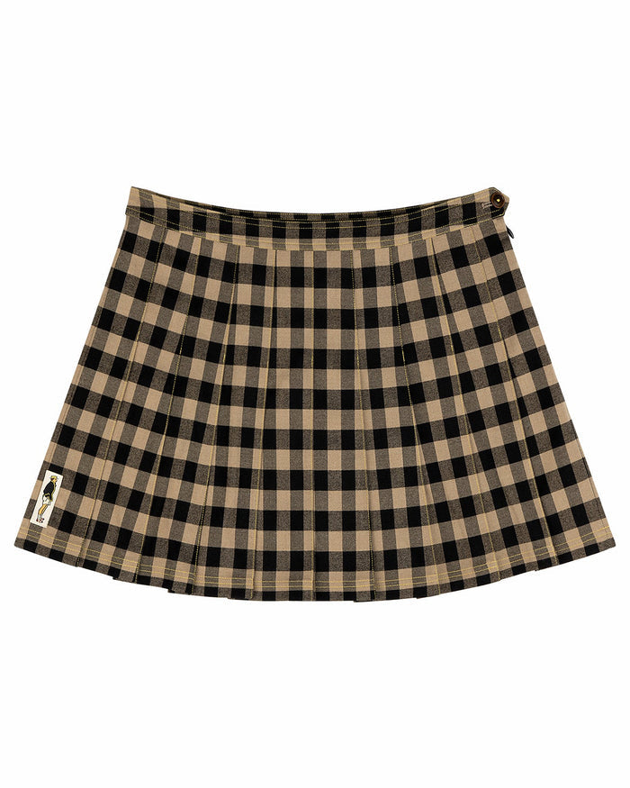 Women's Pleated Check Skirt Brown Black Check