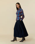 Women's Pleated Midi Skirt Navy