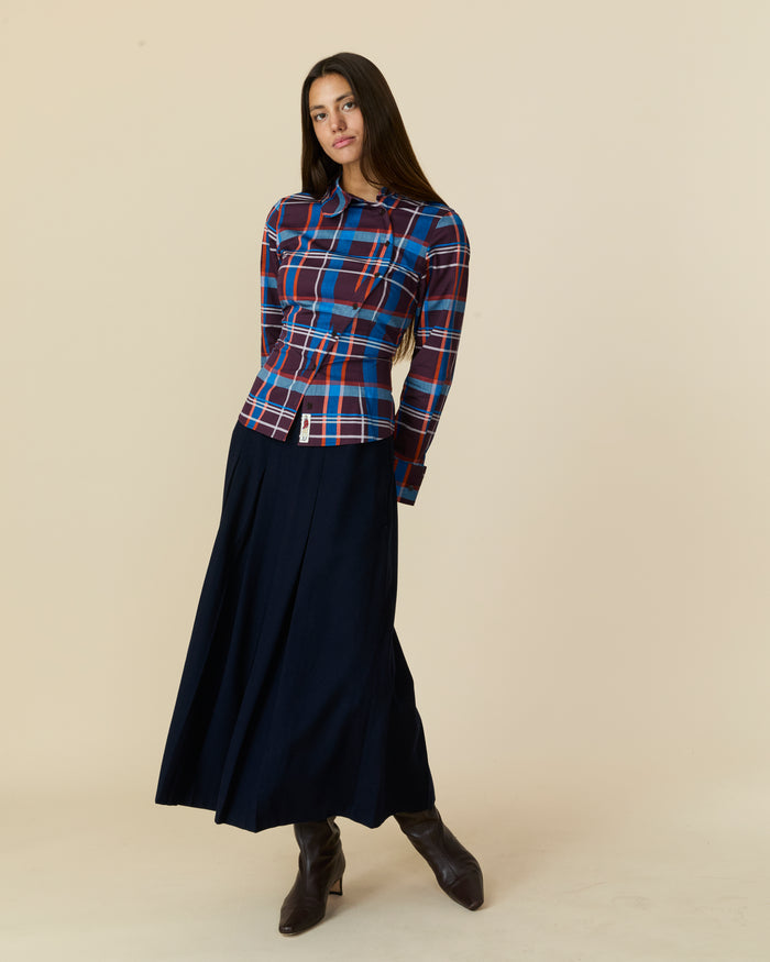 Women's Pleated Midi Skirt Navy