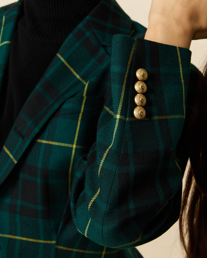Women's Pleated Plaid Tartan Blazer Gordon Modern