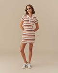 Women's Polo Striped Mini Dress Multi-Color