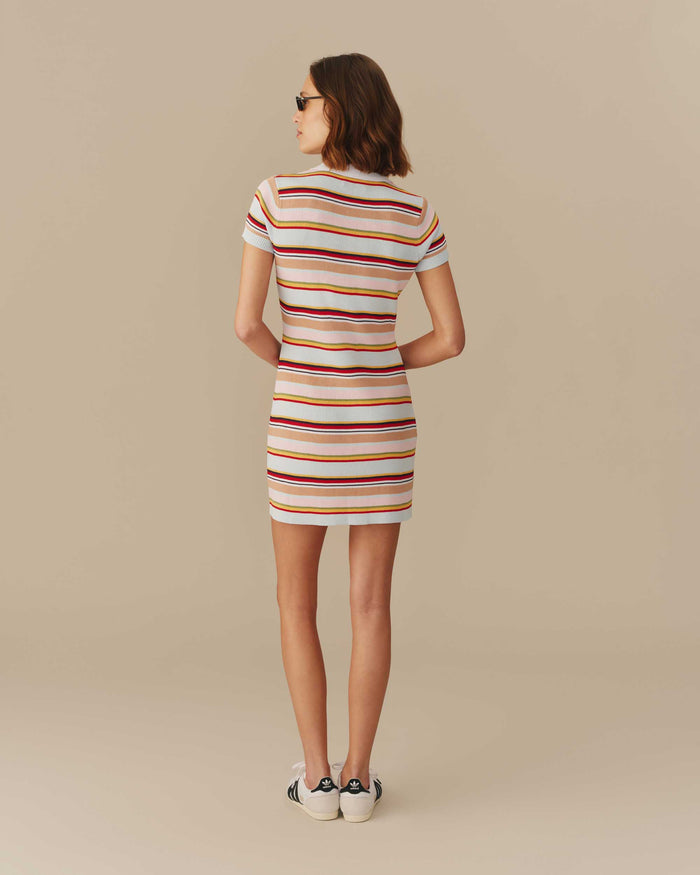 Women's Polo Striped Mini Dress Multi-Color