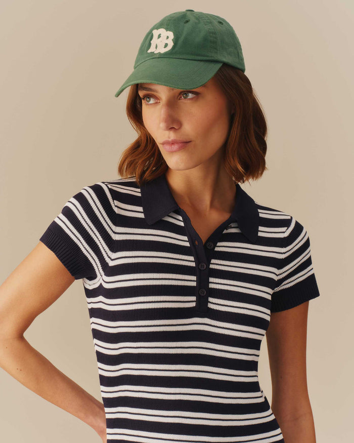 Women's Polo Striped Mini Dress Navy