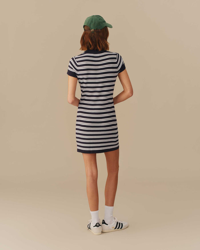 Women's Polo Striped Mini Dress Navy