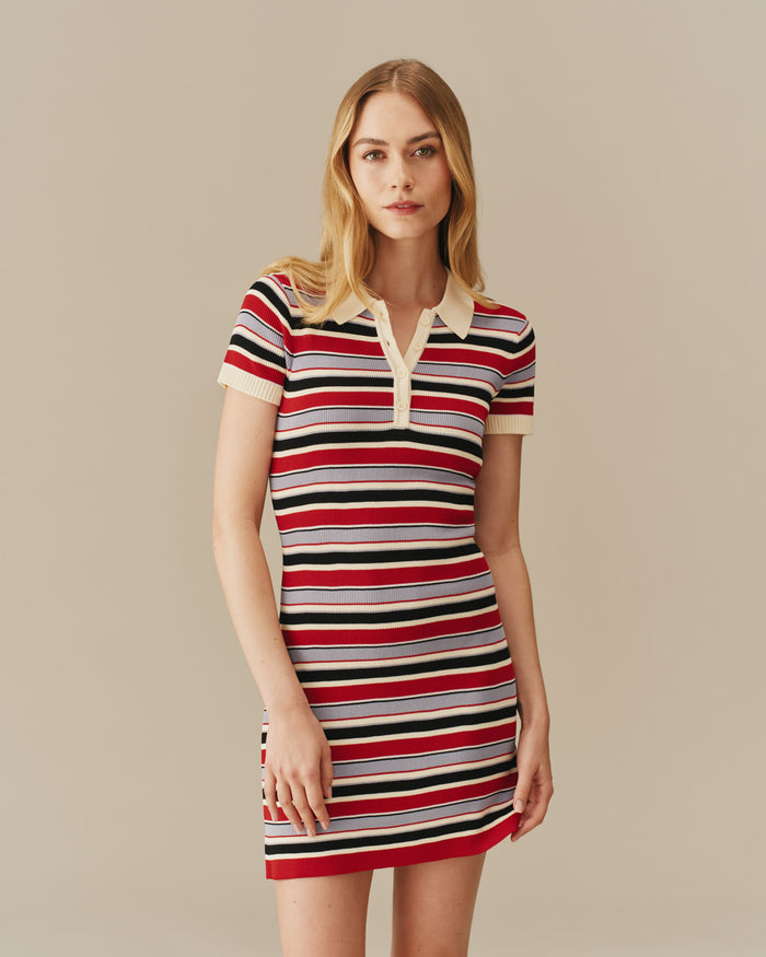 Women's Polo Striped Mini Dress Red Red / XS