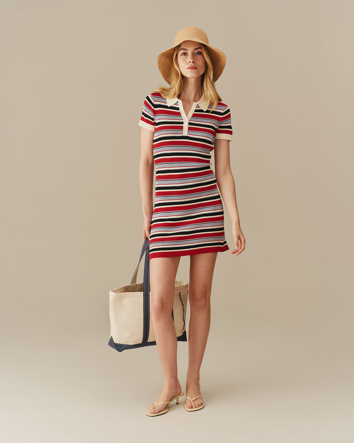 Women's Polo Striped Mini Dress Red Red / XS