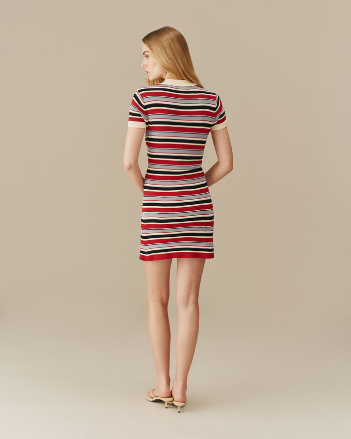 Women's Polo Striped Mini Dress Red Red / XS