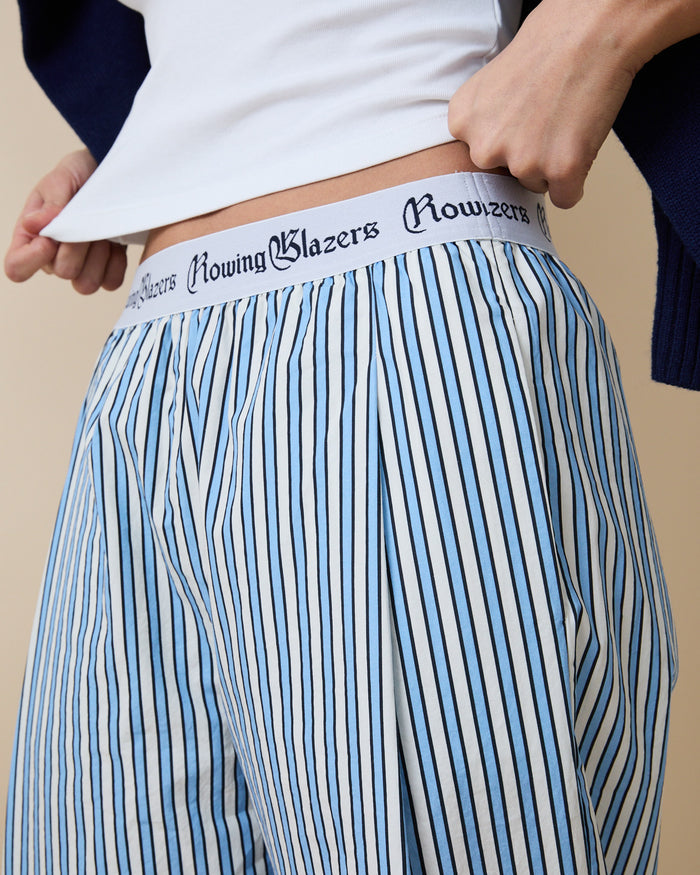 Women's Poplin Pant Blue and White Stripe