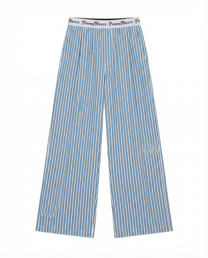 Women's Poplin Pant Blue and White Stripe
