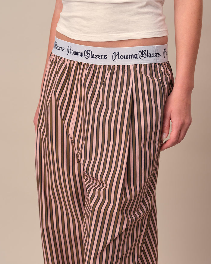 Women's Poplin Pant Chocolate Rose Stripe