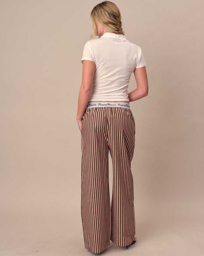 Women's Poplin Pant Chocolate Rose Stripe