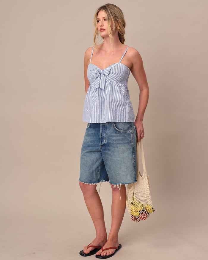 Women's Seersucker Tank Blue