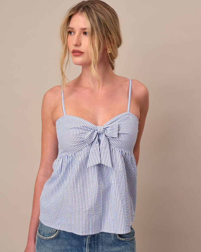 Women's Seersucker Tank Blue