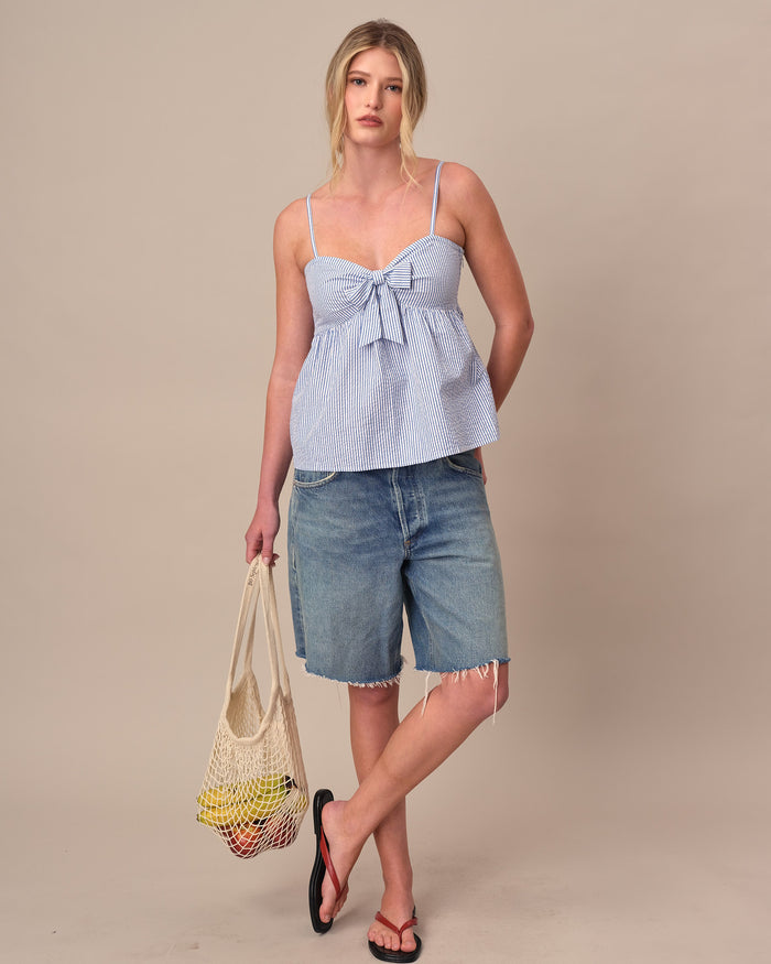 Women's Seersucker Tank Blue