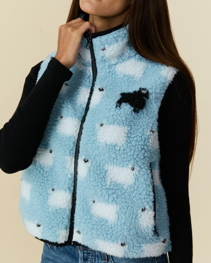 Women's Sherpa Sheep Vest Blue