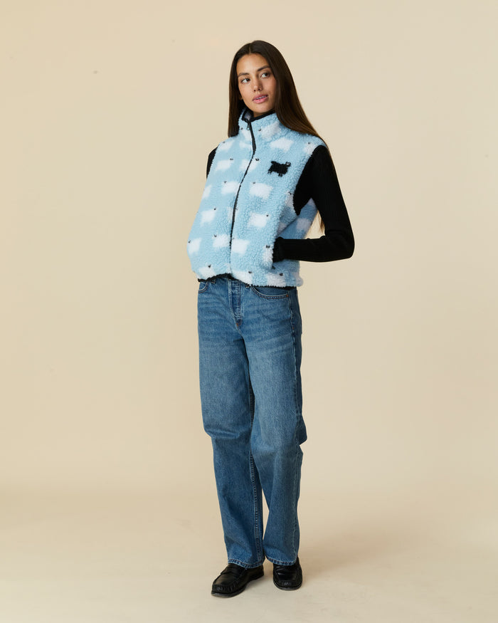Women's Sherpa Sheep Vest Blue