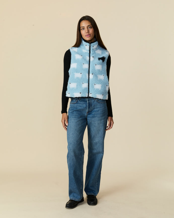 Women's Sherpa Sheep Vest Blue