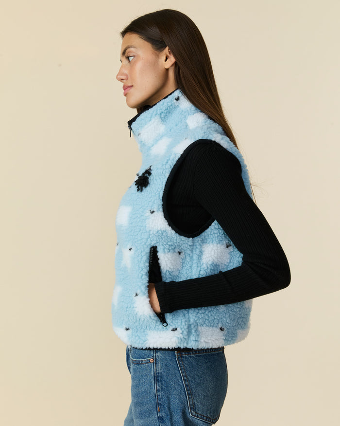 Women's Sherpa Sheep Vest Blue