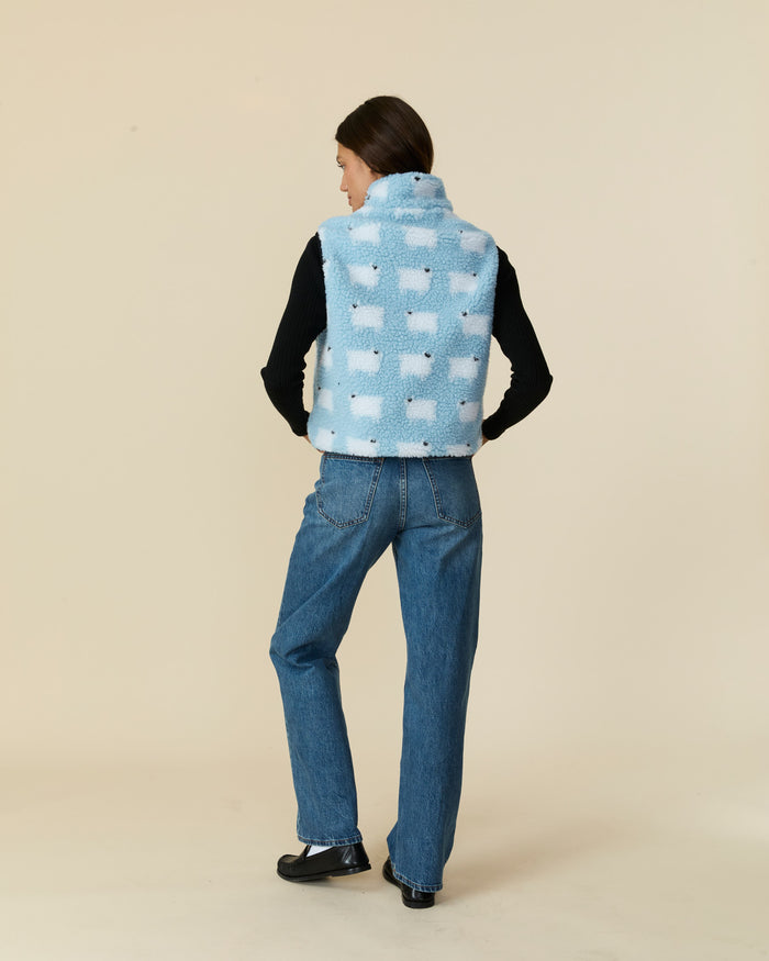 Women's Sherpa Sheep Vest Blue