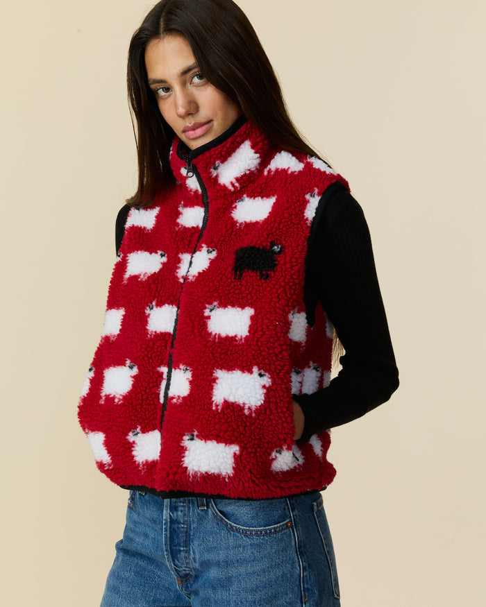 Women's Sherpa Sheep Vest Diana Red