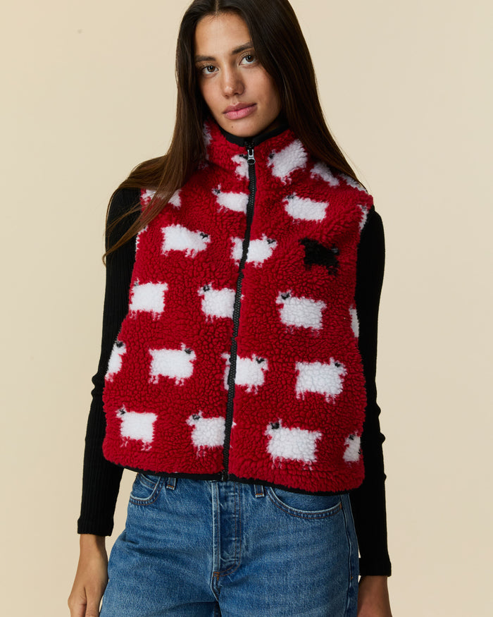 Women's Sherpa Sheep Vest Diana Red