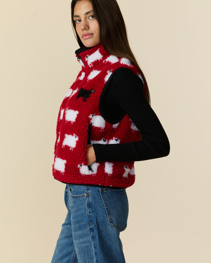 Women's Sherpa Sheep Vest Diana Red