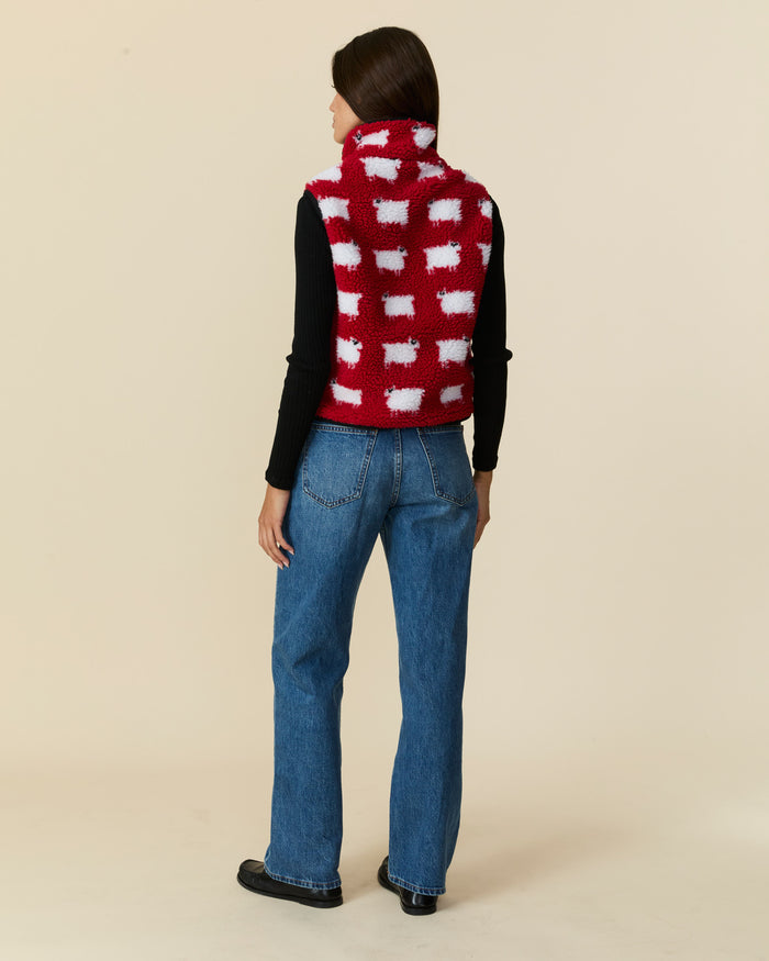 Women's Sherpa Sheep Vest Diana Red