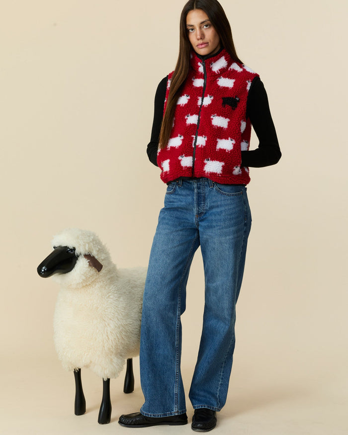 Women's Sherpa Sheep Vest Diana Red