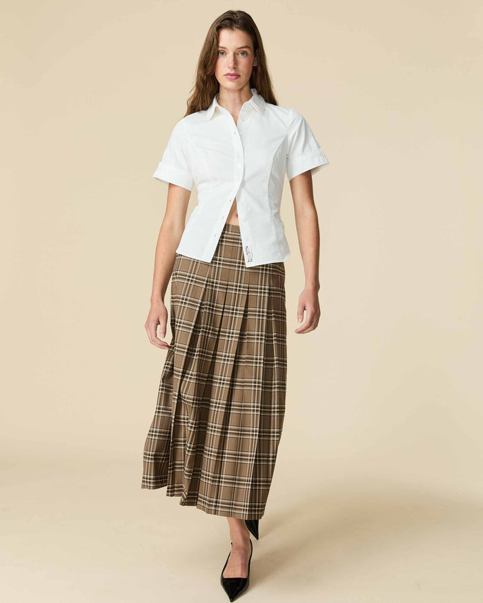 Women's Short Sleeve Collar Button Down White