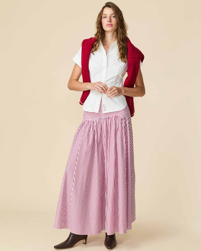 Women's Short Sleeve Collar Button Down White
