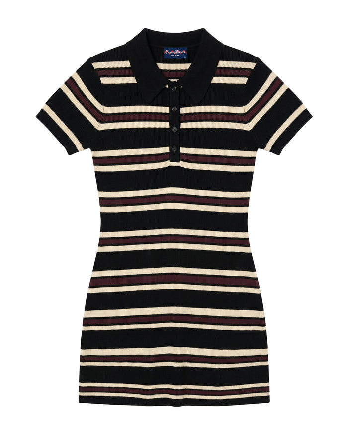 Women's Striped Polo Mini Dress Brown