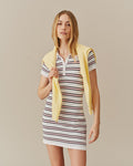 Women's Striped Polo Mini Dress Pink