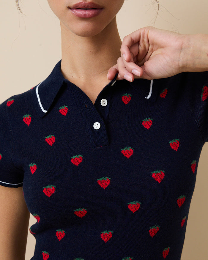 Women's Sweater Polo Dress Navy