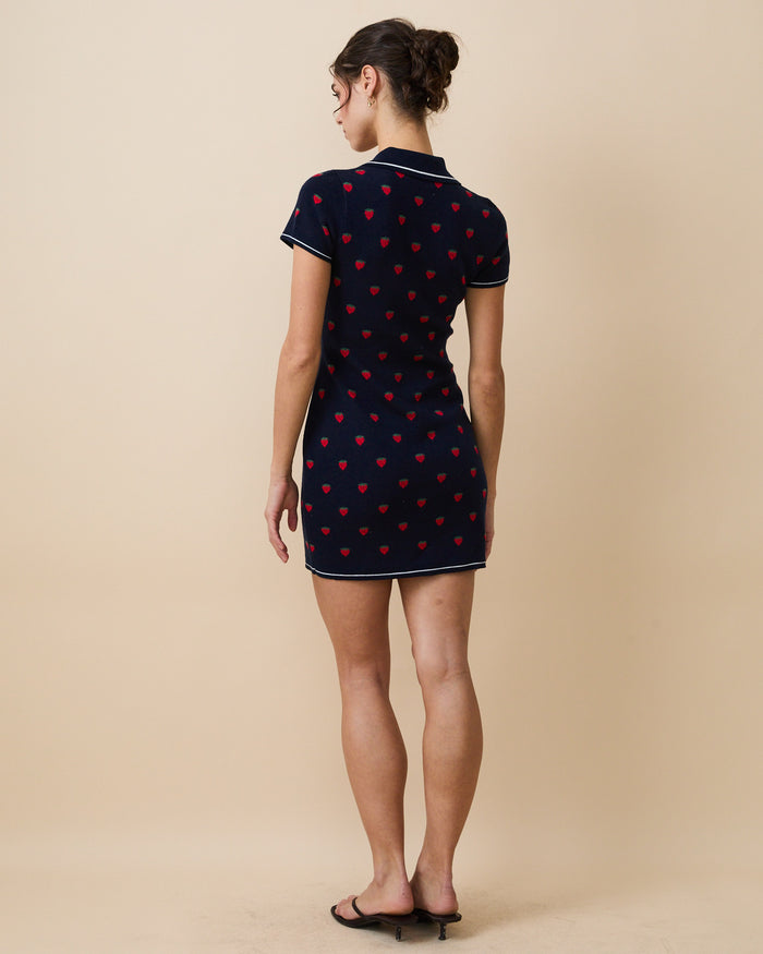 Women's Sweater Polo Dress Navy
