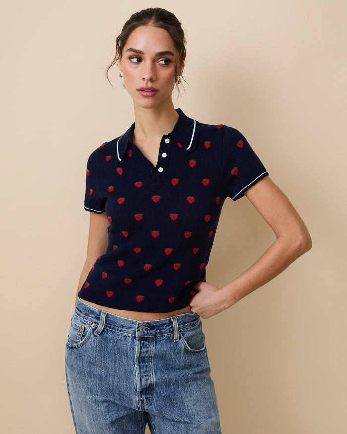 Women's Sweater Polo Navy