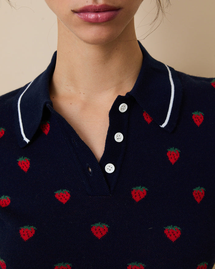 Women's Sweater Polo Navy