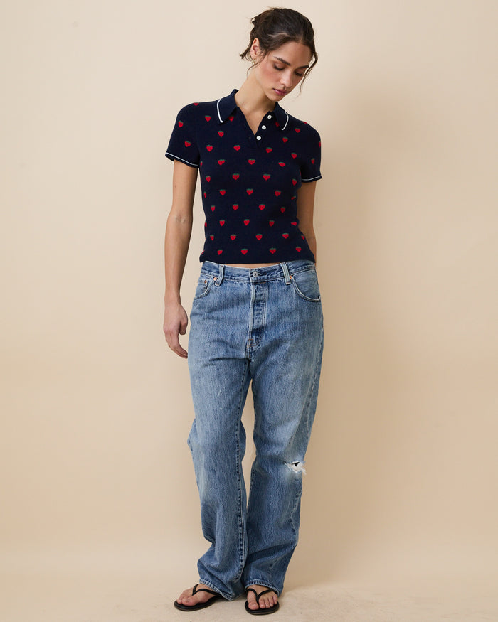 Women's Sweater Polo Navy