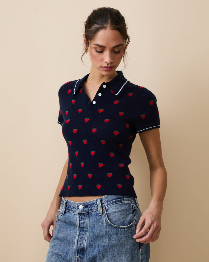 Women's Sweater Polo Navy