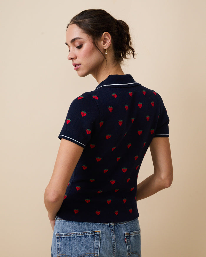 Women's Sweater Polo Navy