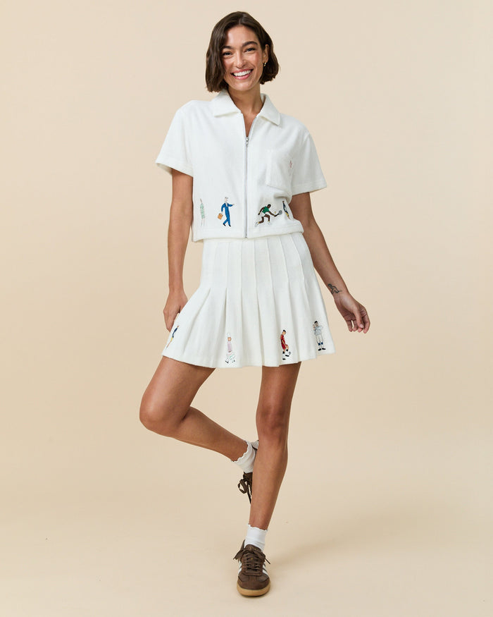 Women's Terry Pleated Skirt White
