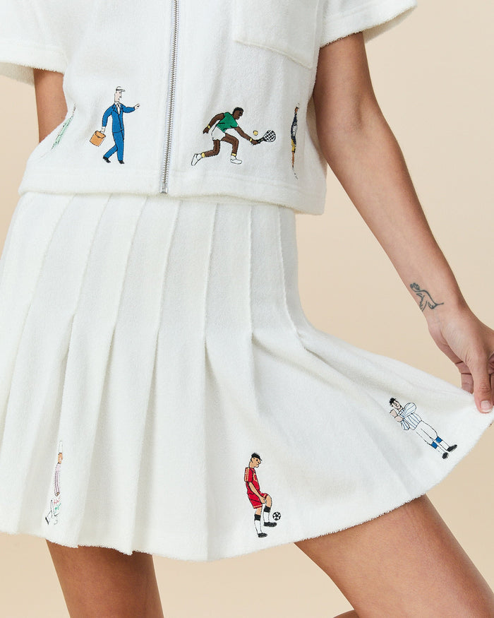 Women's Terry Pleated Skirt White