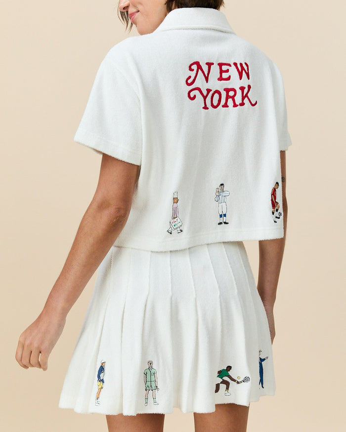 Women's Terry Pleated Skirt White