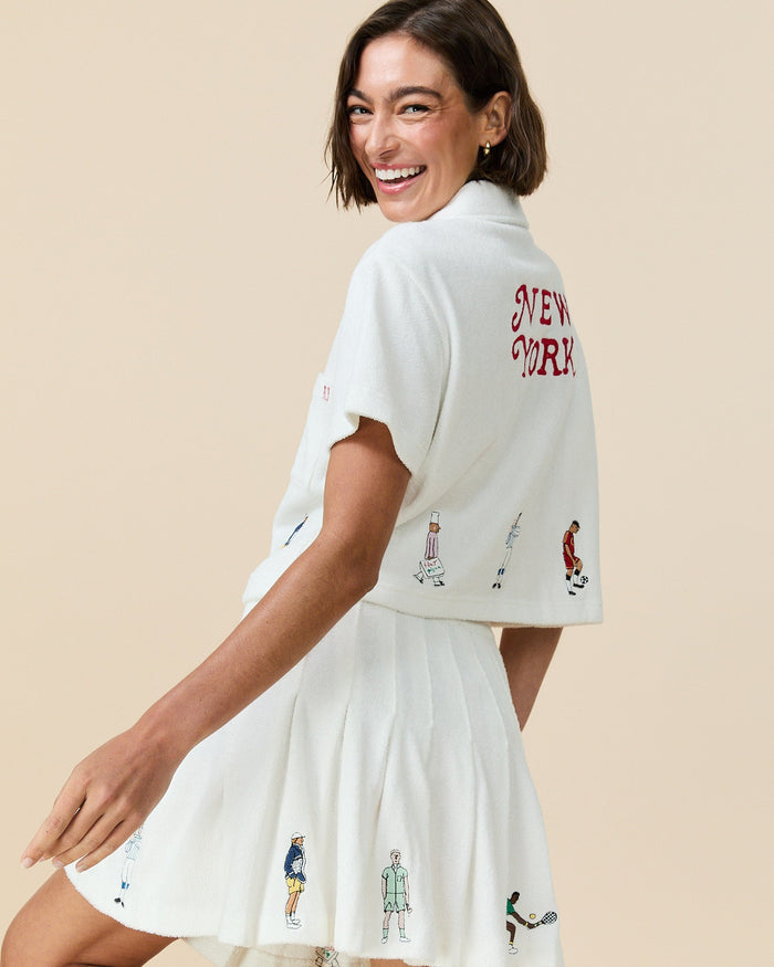 Women's Terry Pleated Skirt White