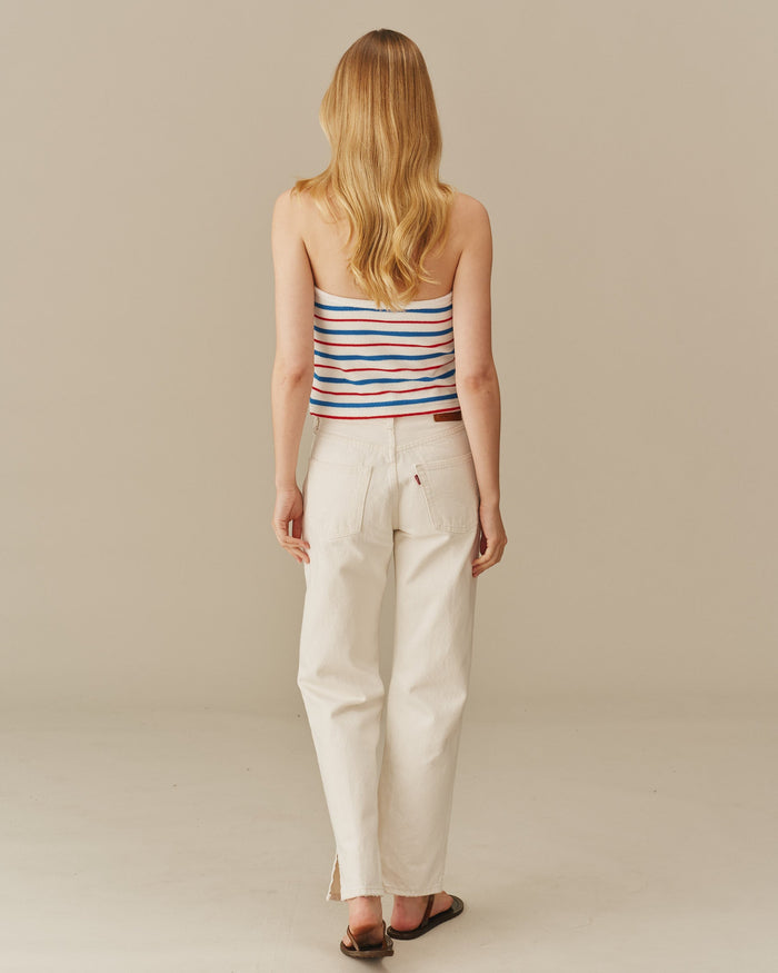 Women's Terry Striped Halter Tank Red, White & Blue