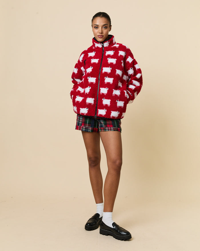 Women's Twill Patchwork Shorts Holiday Patchwork Plaid